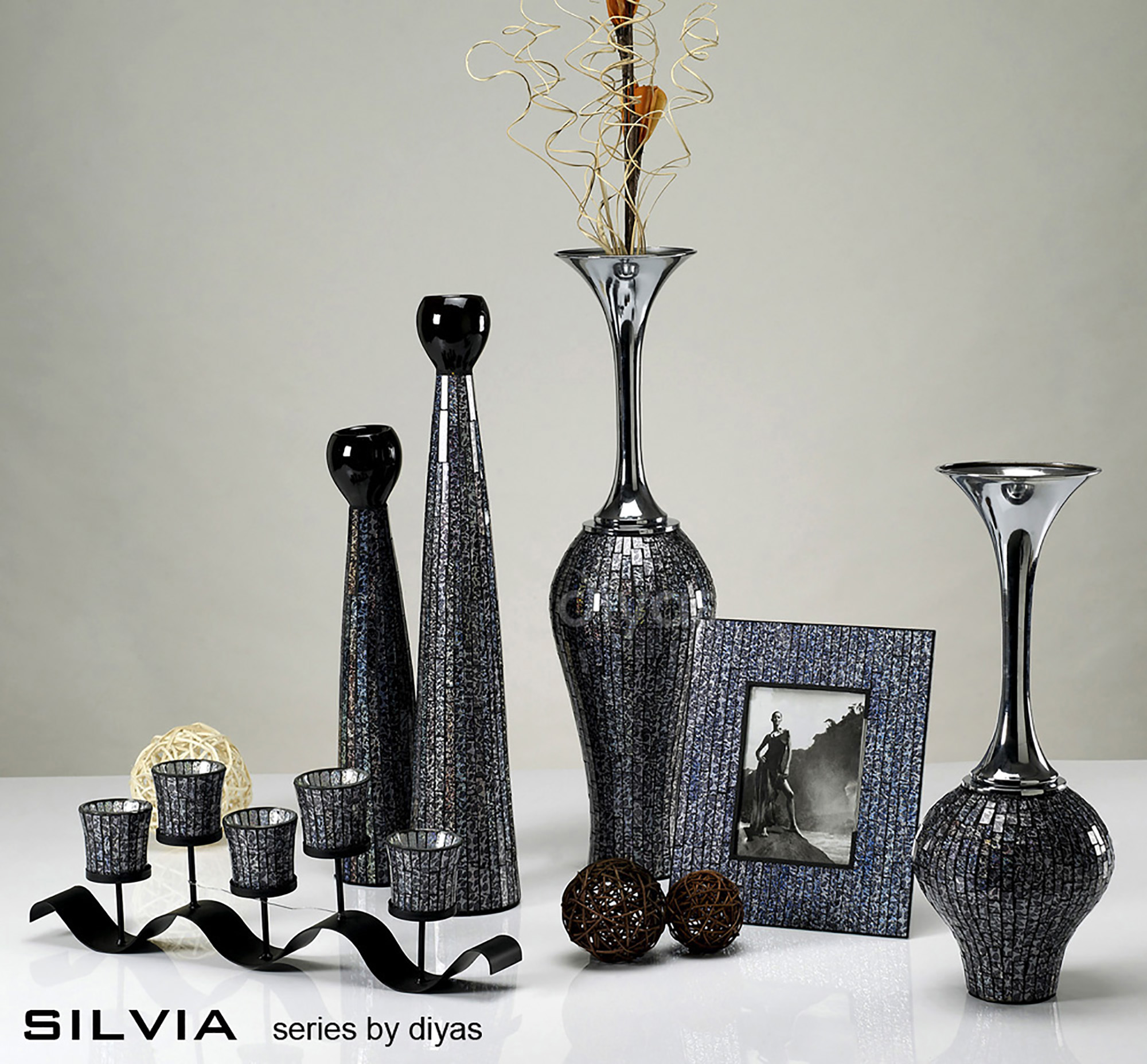 Silvia Mosaic Art Glassware Diyas Home Vases